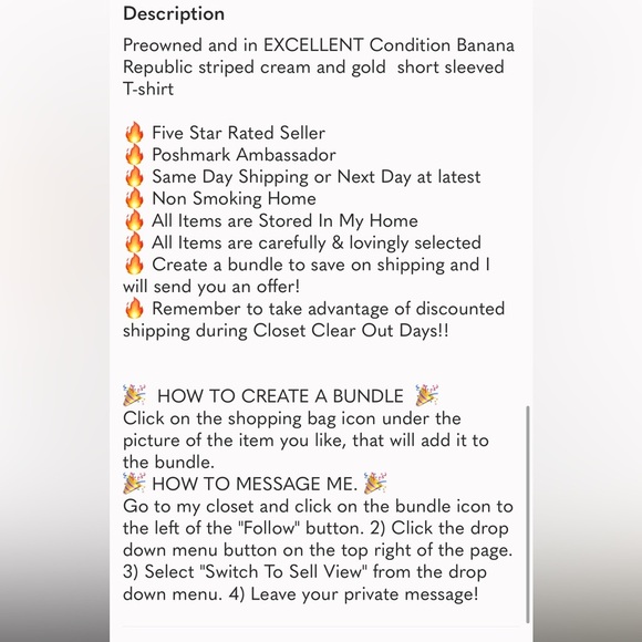 Banana Republic size medium striped tshirt - Picture 13 of 13